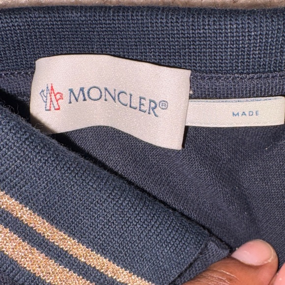 Moncler Navy Polo Dress with Gold Trim - Picture 2 of 6
